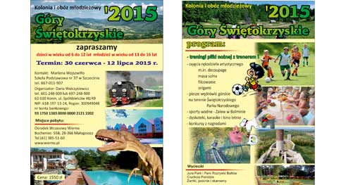 Kolonia Letnia w Górach Świętokrzyskich 2015r. – Oferta