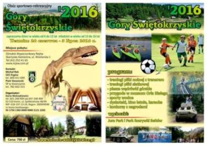 Letni obóz rekreacyjno-sportowy w Górach Świętokrzyskich 2016r. – Oferta