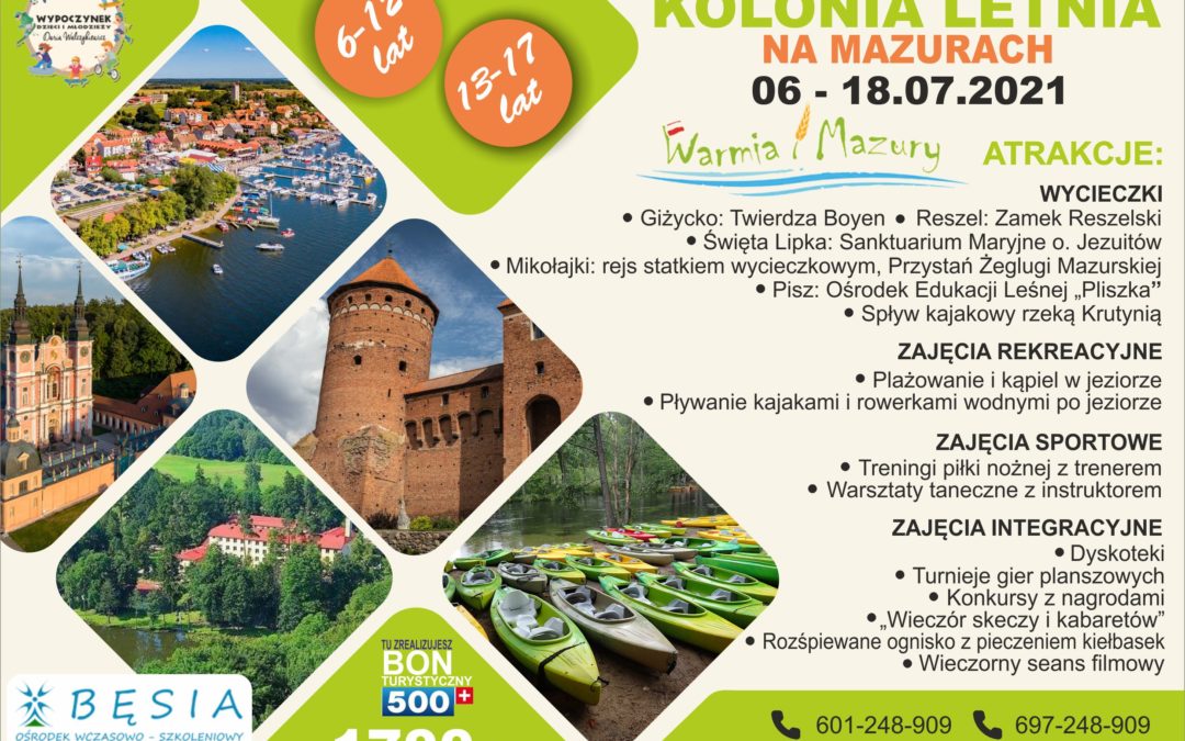 Kolonie letnie na Mazurach 06-18.07.2021